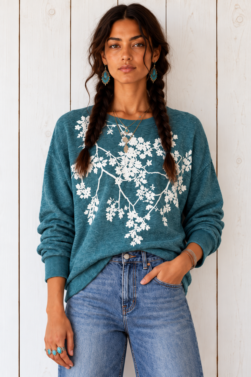 Cape of leaves fleece -ultra vegan cashmere emerald green