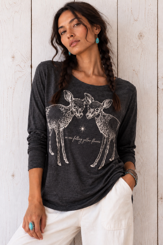 Two Deer “we are falling yellow flowers” Basic Long Sleeve