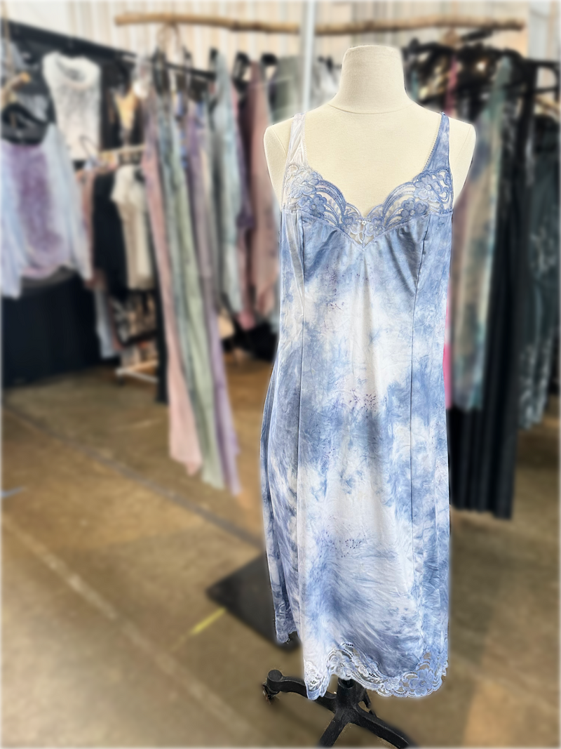 Vintage Flower Dye Dress: Rose Petal Blue