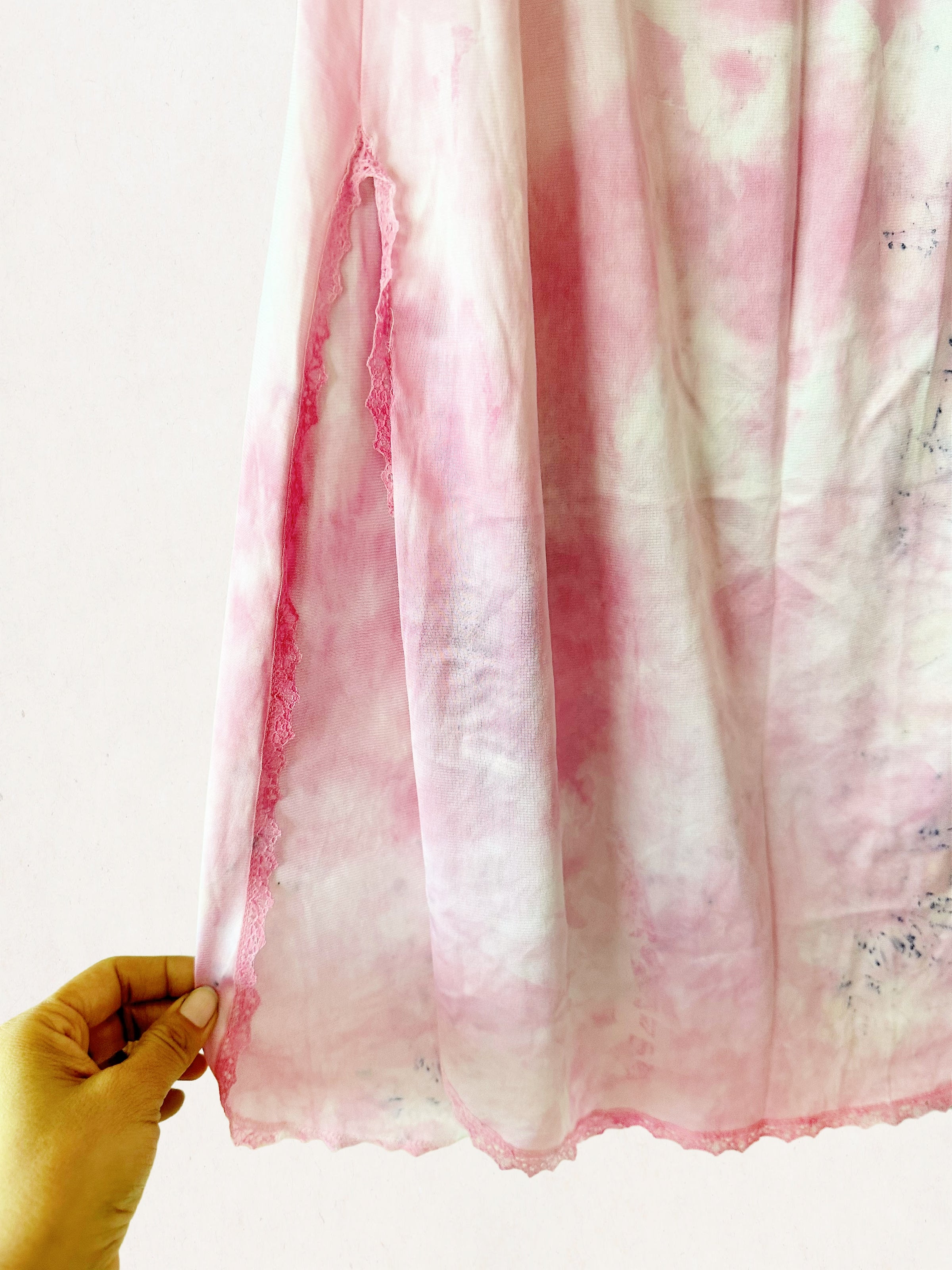 Vintage Flower Dye Skirt: Rose Petal Pink