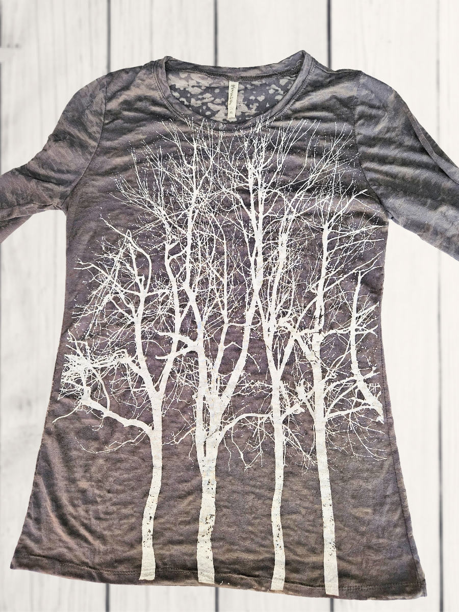 Classic Fairytale Tree on Charcoal Long Sleeve Burnout