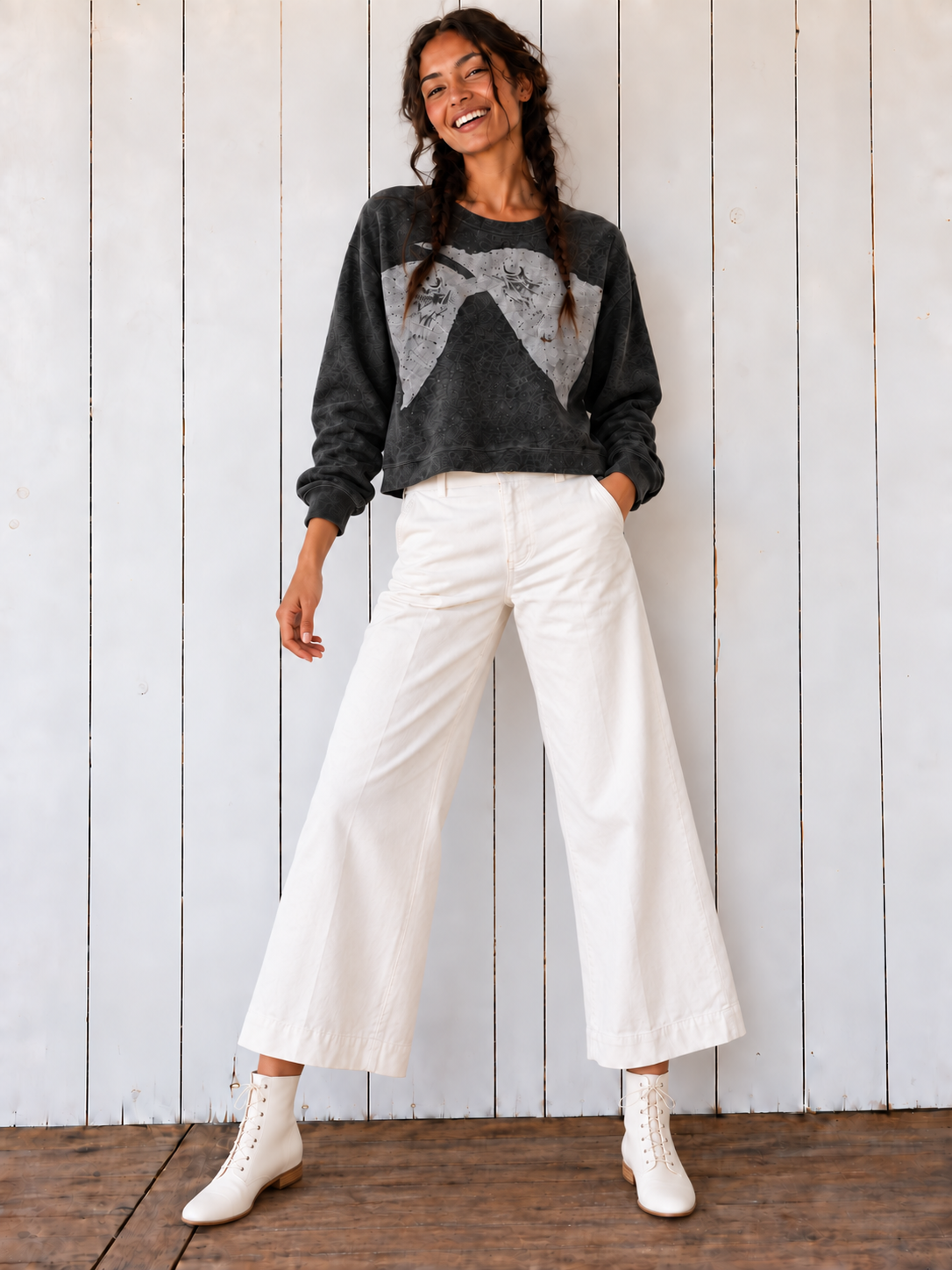 Moon Birds: lightweight sweater- Charcoal/Silver