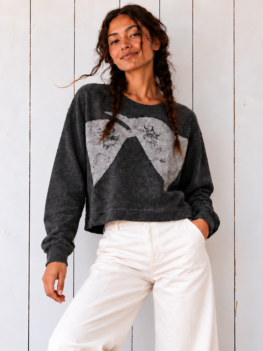 Moon Birds: lightweight sweater- Charcoal/Silver
