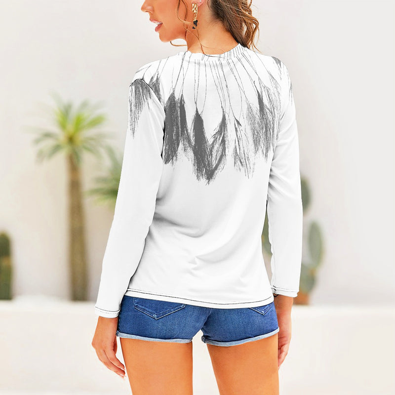 Feather Collar Tee in Graphite + White