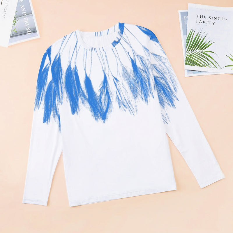 Feather Collar in Sky Blue Long Sleeve