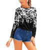 Cape of Flowers Long Sleeve in Black Night with White Flowers