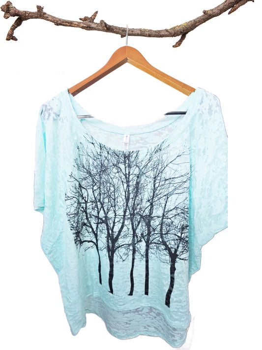 Fairytale Tree Burnout Tee in Summer Sea Aqua