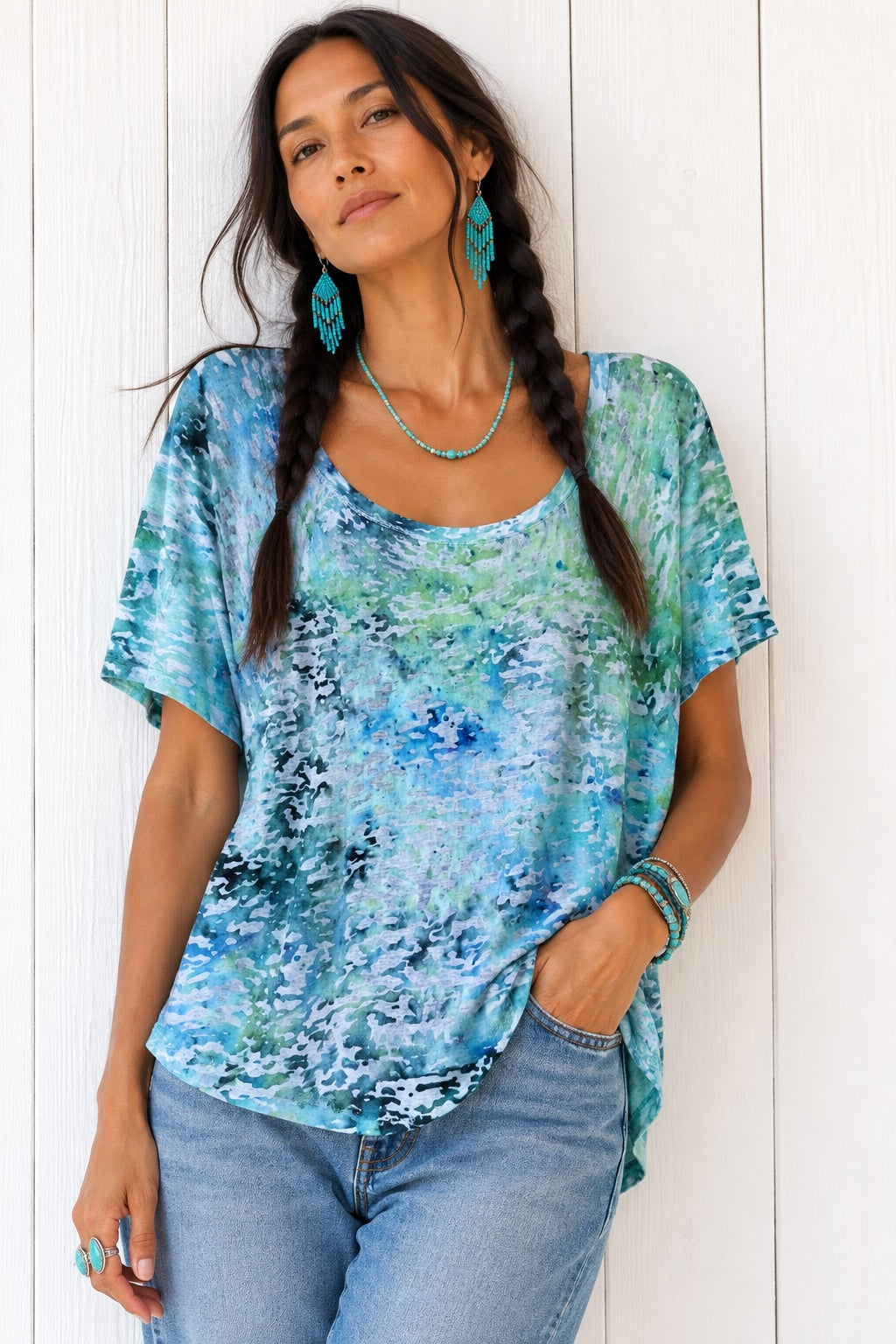 Watercolor Dye: Burnout Tee: Rivers and Seagrass