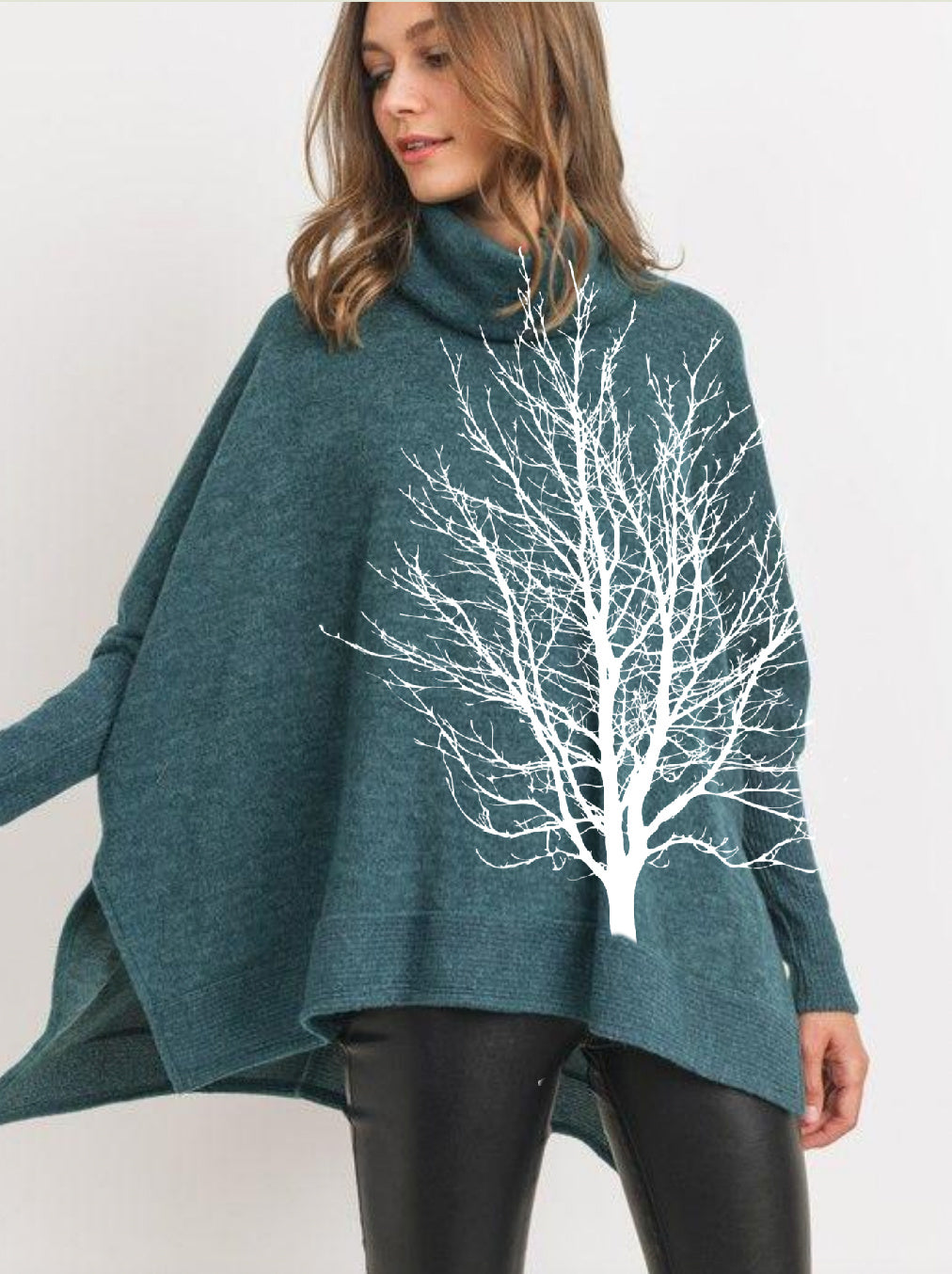 Single Tree Turtleneck Fleecy Sweater with Bird on back- limited edition sample