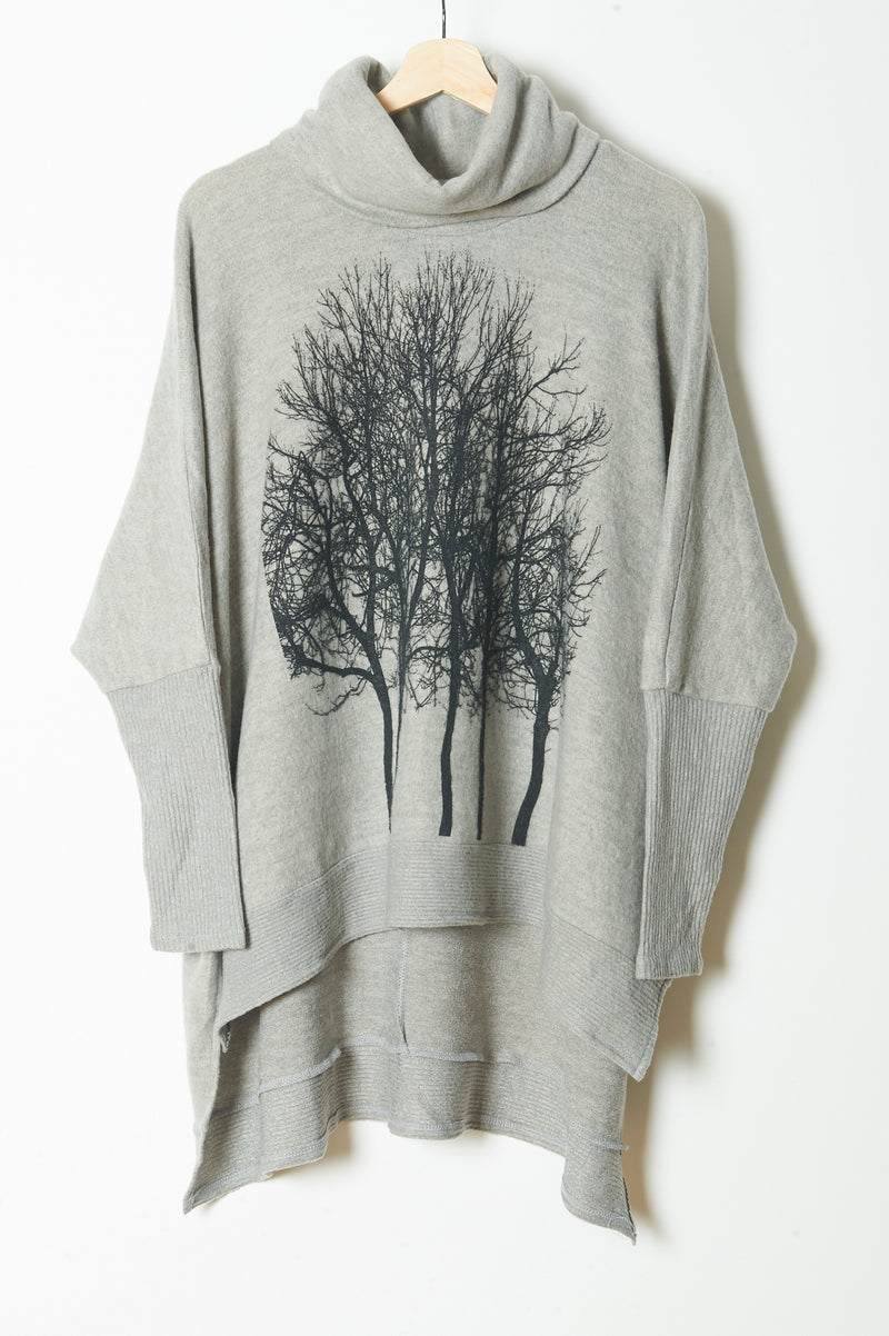 Fairytale Trees Poncho Light Gray