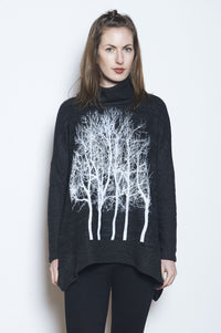 Fairytale Trees Poncho Charcoal