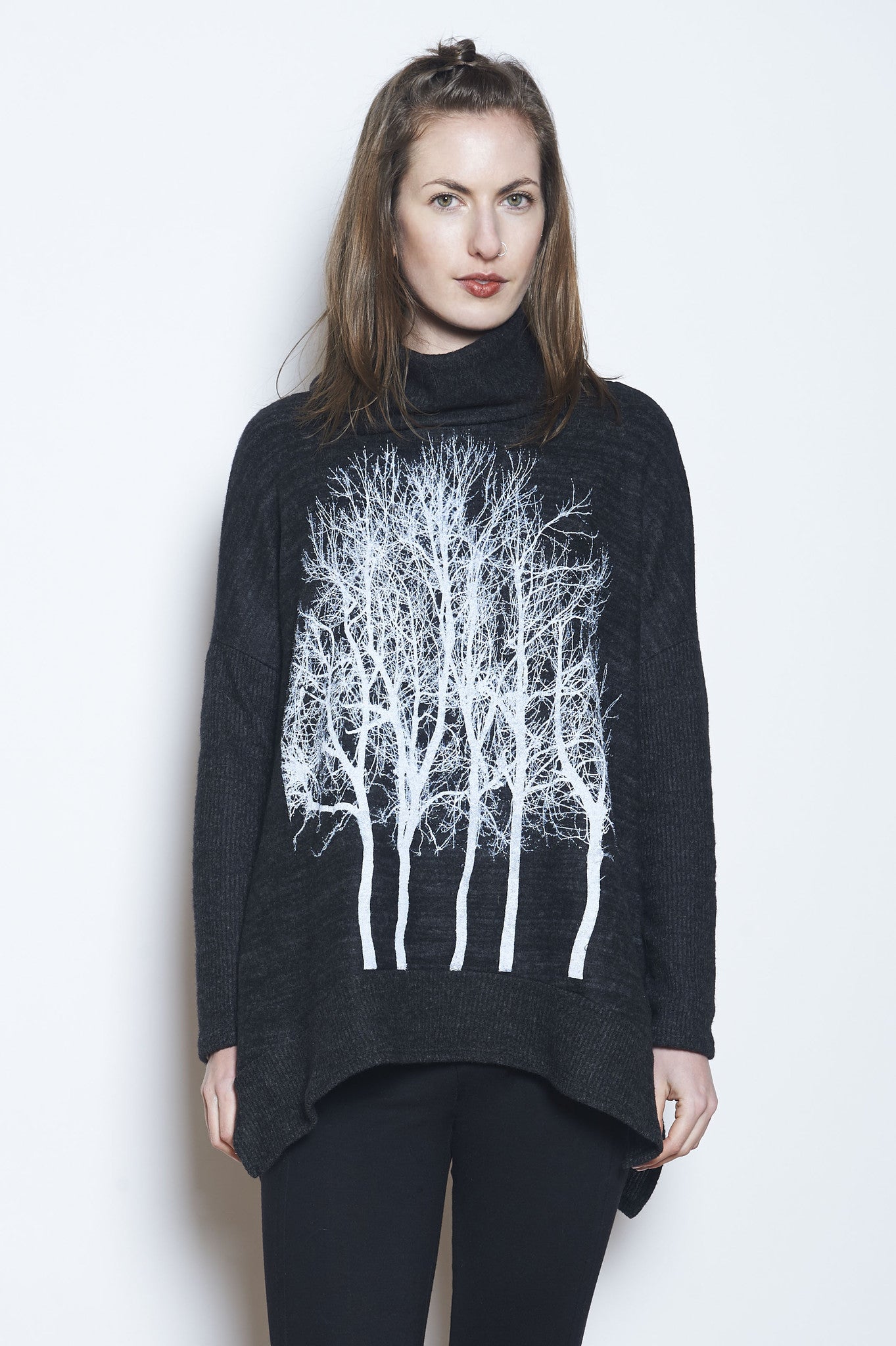 Fairytale Trees Poncho Charcoal