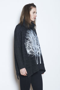 Fairytale Trees Poncho Charcoal