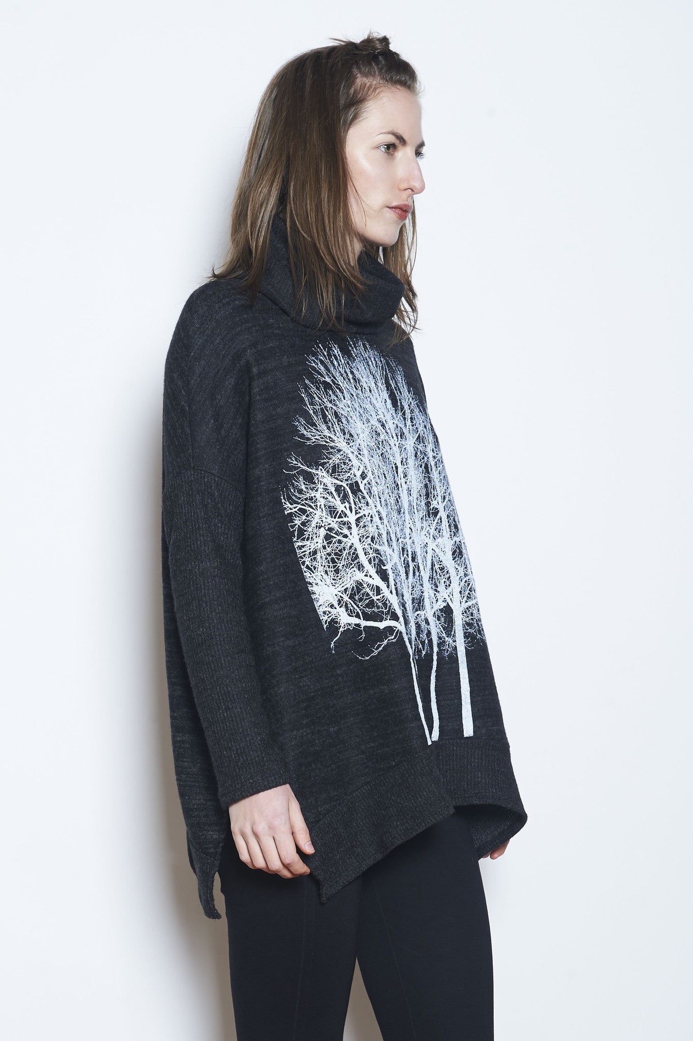 Fairytale Trees Poncho Charcoal
