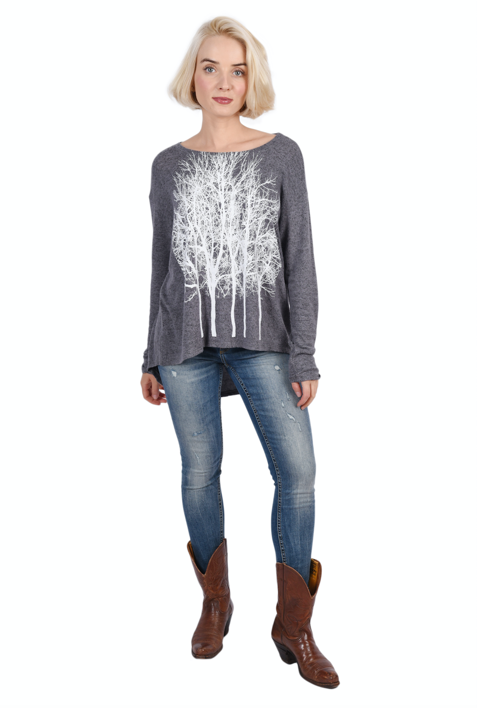 Fairytale Tree Charcoal Hi Lo Long Sleeve