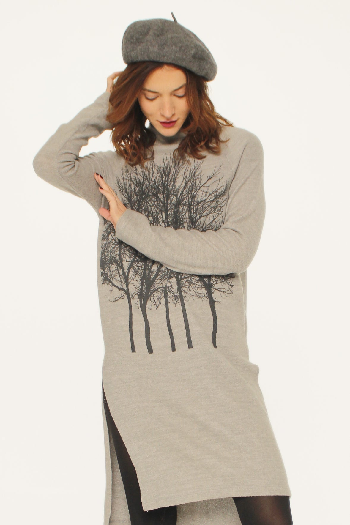 grey tunic sweater dress Lcziwo Knitted Sweater Dress Women A-Line V Neck Tunic Dress Button Brushed Flowy Casual Dresses Early Fall Fashion Outfits with Pockets Gray,M