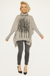 Fairytale Trees Poncho Light Gray