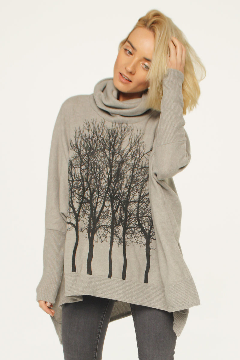 Fairytale Trees Poncho Light Gray