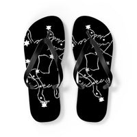 Swan Constellation Flip Flops- Black