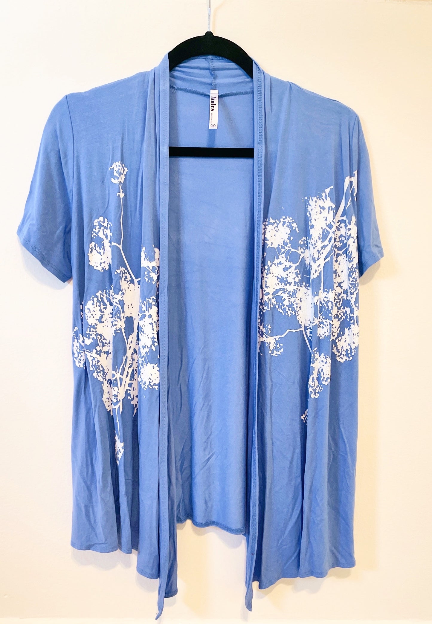 Firework Flowers Short Sleeve wrap Top- Blue