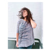 Stripey Sideways Tree Lightweight Knit 3/4 Sleeve Top